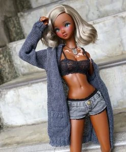 D2 Baggy Knit Cardigan (Ash Blue) Apparel