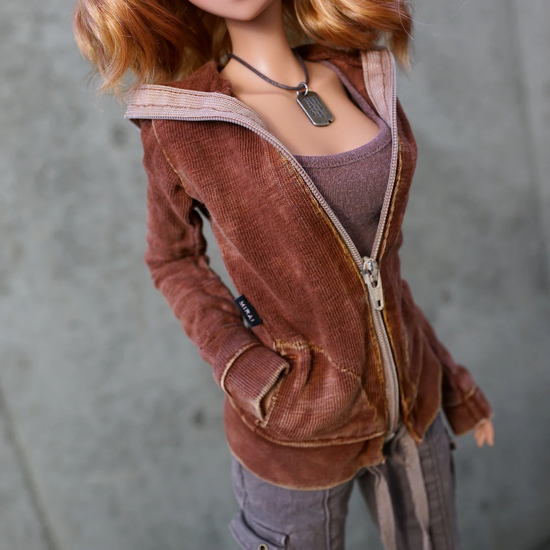 D2 Hooded Zip Cardigan (Rusty Brown) 1 D2 Hooded Zip Cardigan (Rusty Brown)