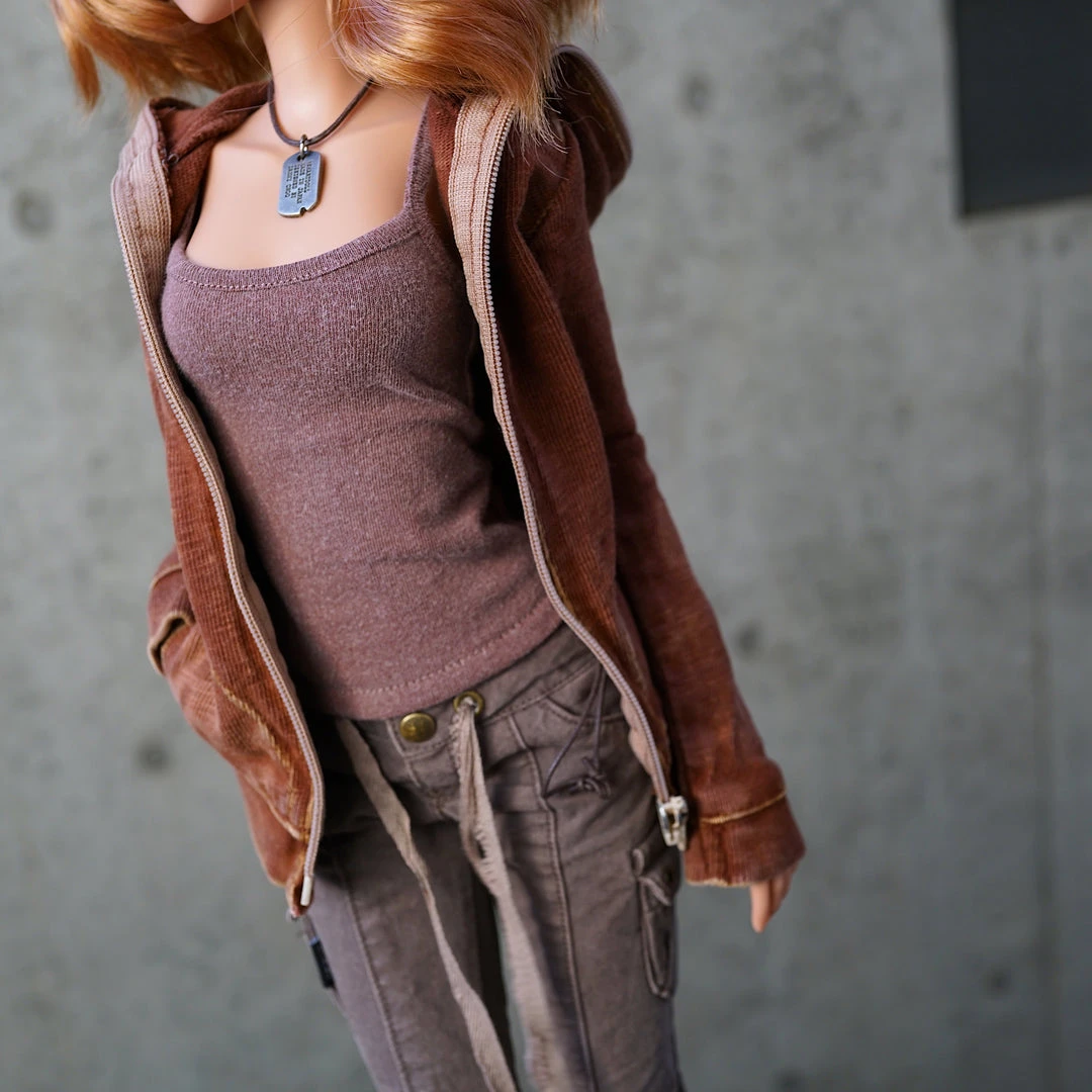 D2 Hooded Zip Cardigan (Rusty Brown) 3 D2 Hooded Zip Cardigan (Rusty Brown)